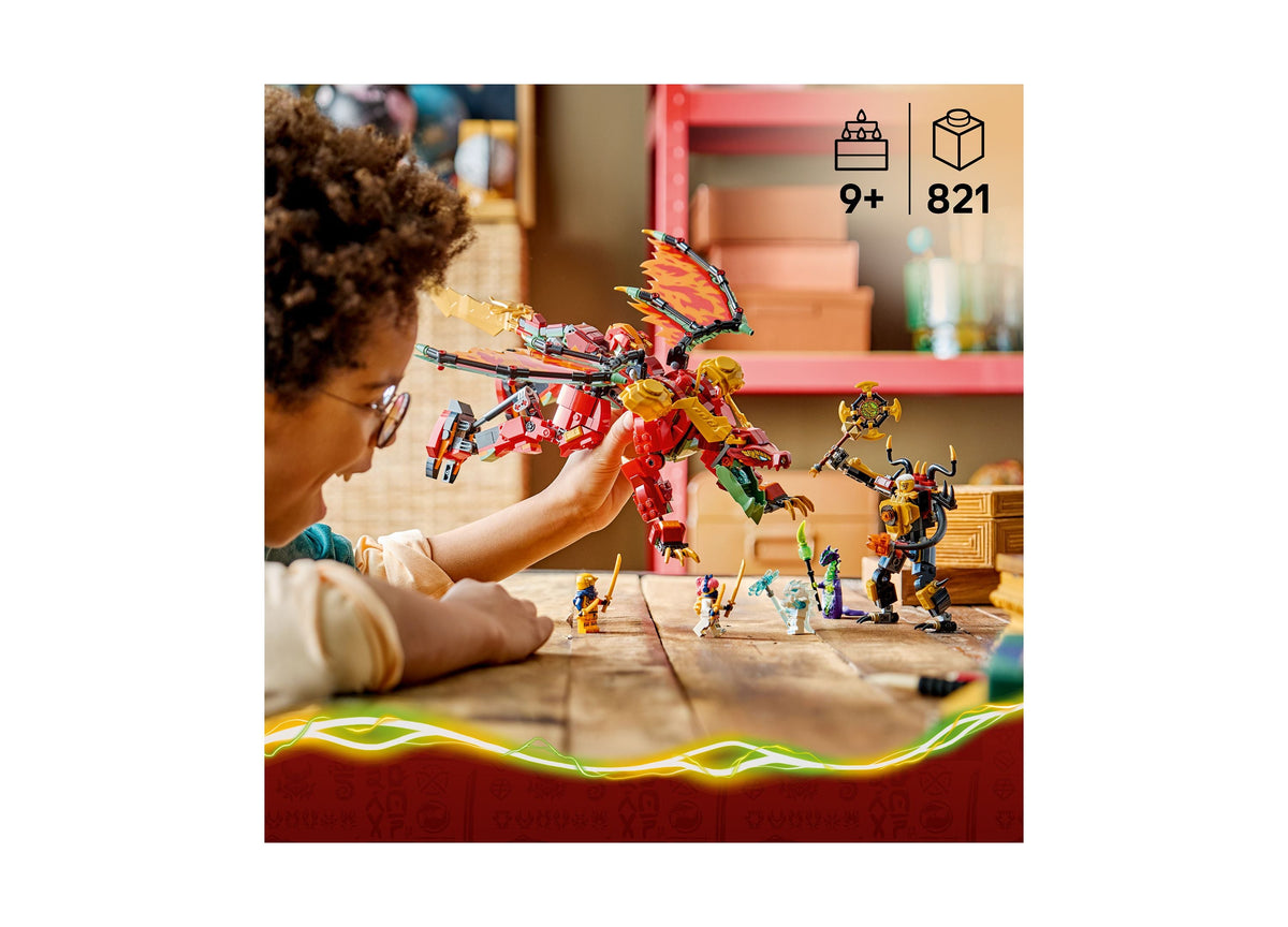 LEGO NINJAGO Wyldfyre's Transforming Dragon Mech 821-Piece Building Set