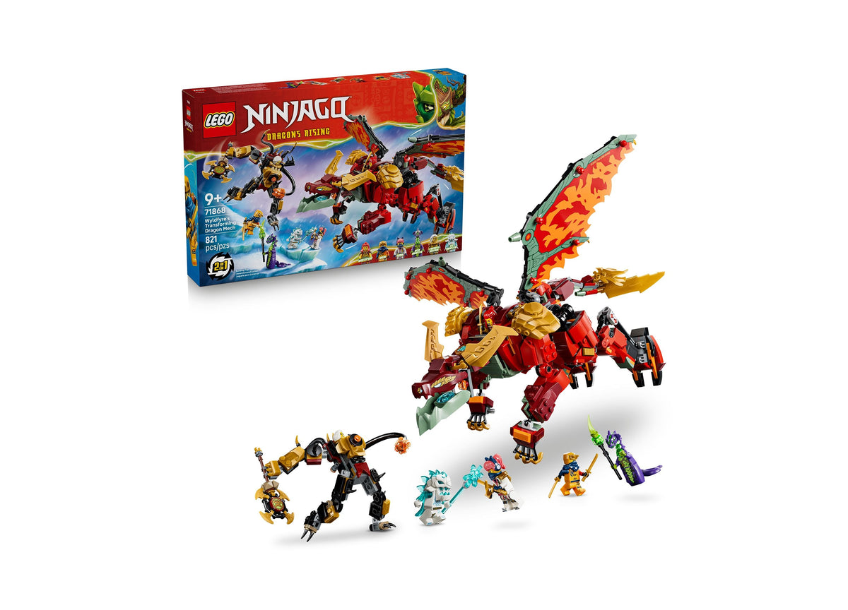LEGO NINJAGO Wyldfyre's Transforming Dragon Mech 821-Piece Building Set