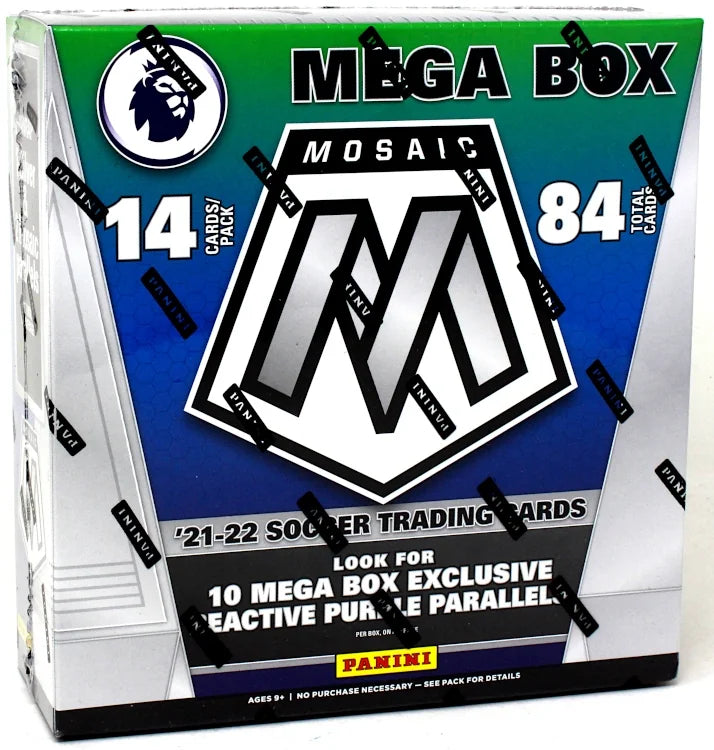 2021 22 Panini Mosaic Premier League Soccer Mega Box (Ships Sealed Only)
